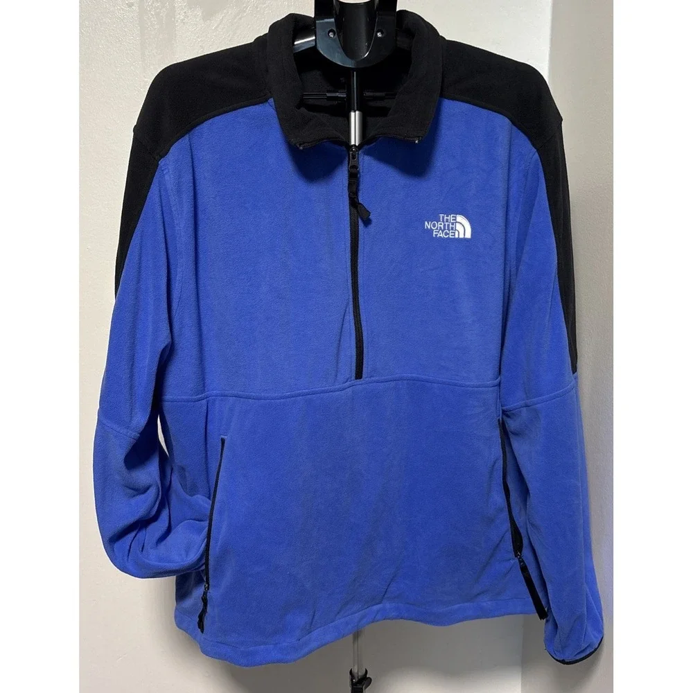 The North Face Men's Polartec 1/2 Zip Pullover Light Blue/Black-XXL
